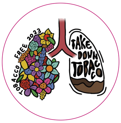 3" Take Down Tobacco-Circle Sticker-Lungs Tobacco Free 2023