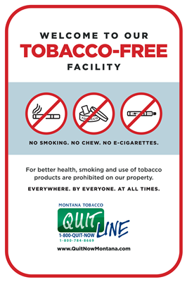 12"x18" Tobacco Free Metal Business Sign